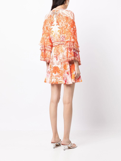 Shop Camilla Dragon-print Silk Wrap Dress In Orange