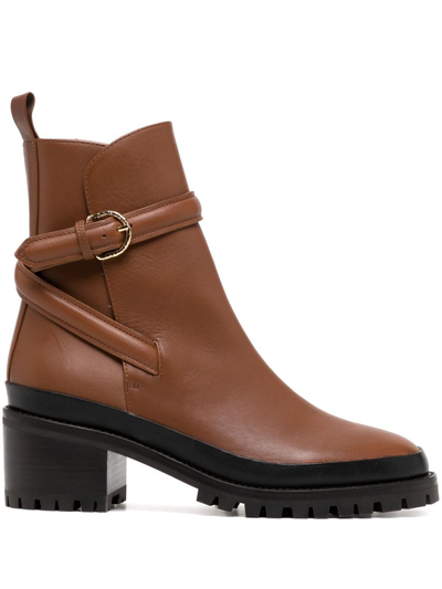 Shop Ulla Johnson Buckle-detail Leather Ankle Boots In Brown