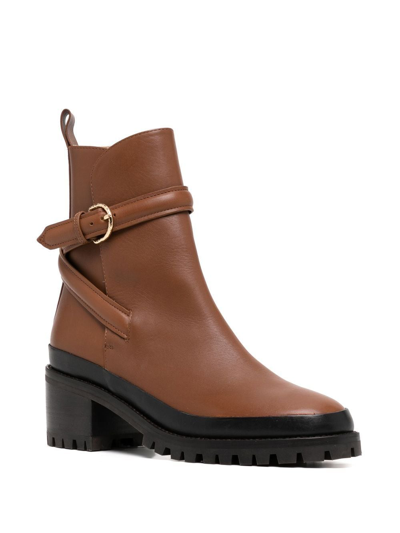 Shop Ulla Johnson Buckle-detail Leather Ankle Boots In Brown