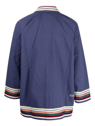 Shop Bode Stripe-detail Shirt Jacket In Blue