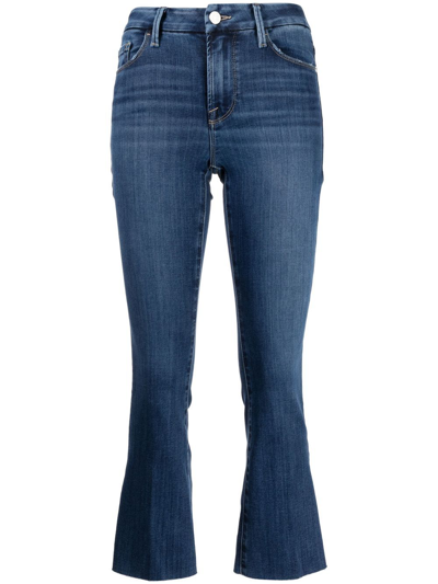 Shop Frame Le Crop Mid-rise Cropped Jeans In Blue