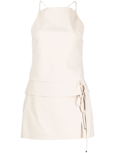 Shop Bec & Bridge Heidi Tie-fastened Mini Dress In Neutrals
