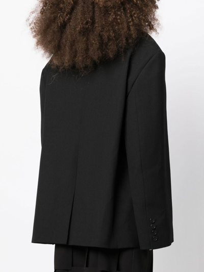 Shop J Koo Double-breasted Wool Blazer In Black