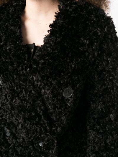 Shop J Koo Faux-shearling Double-breasted Jacket In Black