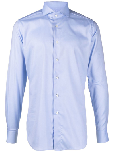 Shop Dell'oglio Long-sleeve Cotton Shirt In Blue