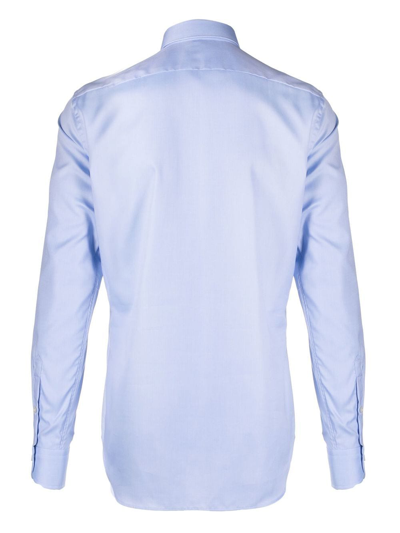 Shop Dell'oglio Long-sleeve Cotton Shirt In Blue