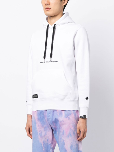 Shop Aape By A Bathing Ape Logo-print Cotton-blend Hoodie In White