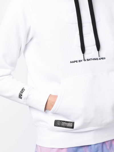 Shop Aape By A Bathing Ape Logo-print Cotton-blend Hoodie In White
