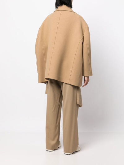 Goen J Versized Double-breasted Pea Coat In Brown