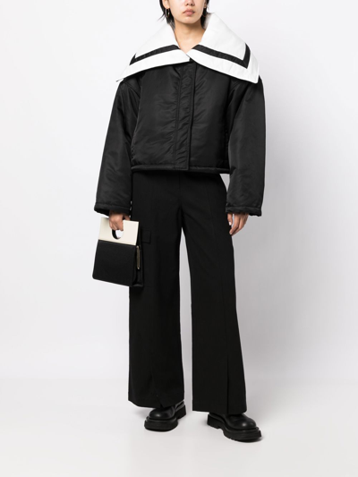 Shop Goen J Sailor-collar Padded Jacket In Black
