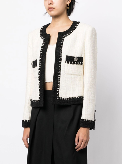 Goen J Tweed Cropped Jacket In White