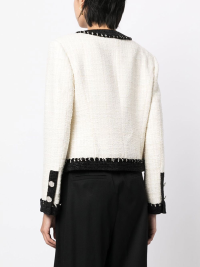 Goen J Tweed Cropped Jacket In White