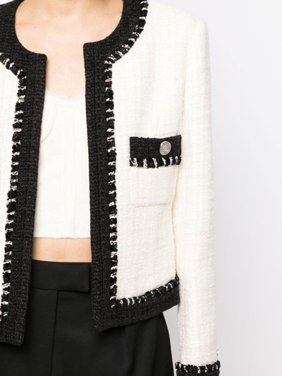 Shop Goen J Tweed Cropped Jacket In White