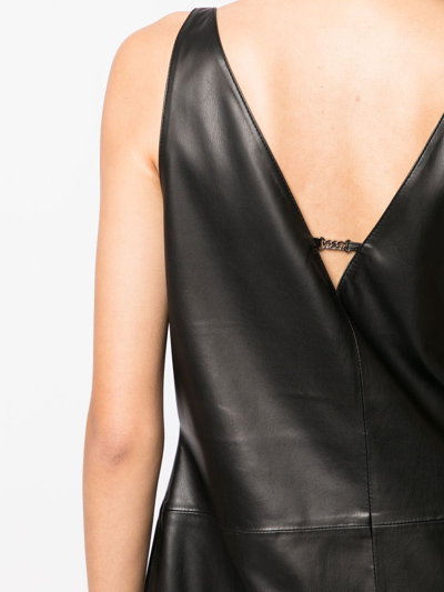 Shop Goen J Faux-leather Sleeveless Mini Dress In Black