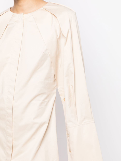 Goen J Long-sleeve Mini Shirt Dress In Neutrals