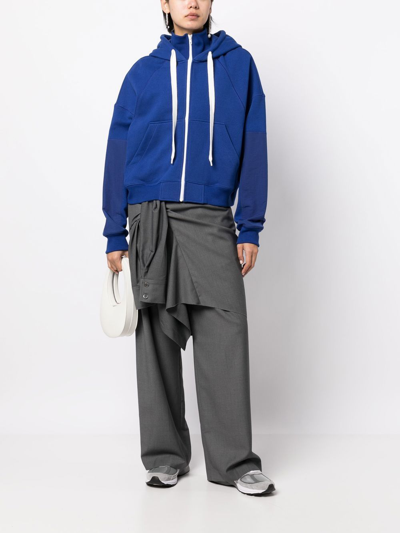 Shop Goen J Long-sleeve Zip-up Hoodie In Blue