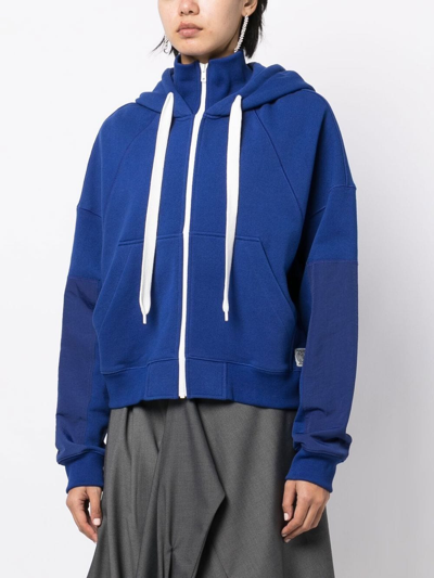 Shop Goen J Long-sleeve Zip-up Hoodie In Blue