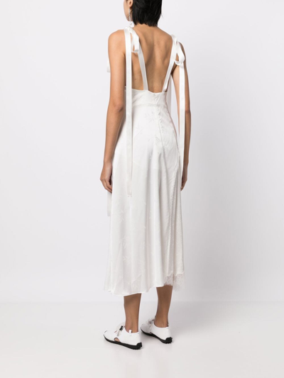 Shop Goen J V-neck Lace-trim Midi Dress In White