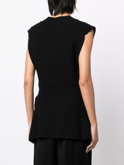 Shop Goen J Side-slit Ribbed Jumper Vest In Black