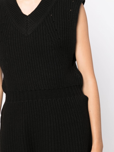 Shop Goen J Side-slit Ribbed Jumper Vest In Black