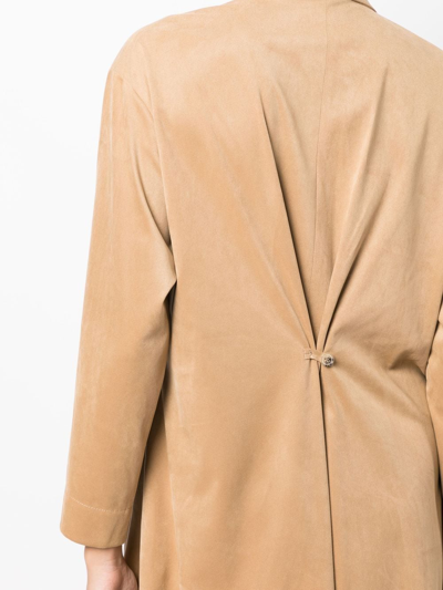 Shop Goen J Asymmetric-hem Faux-suede Shirt Dress In Brown