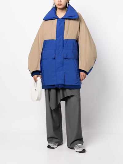 Goen J Zip-up Padded Coat In Blue