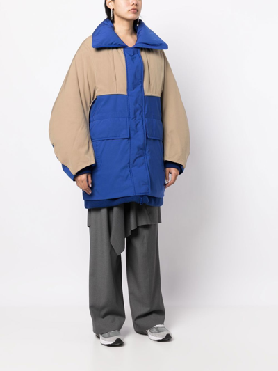 Goen J Zip-up Padded Coat In Blue