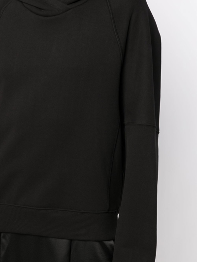 Shop Goen J Lace-trim Hooded Midi Dress In Black