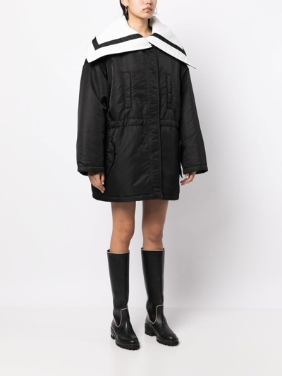 Shop Goen J Sailor-collar Padded Coat In Black