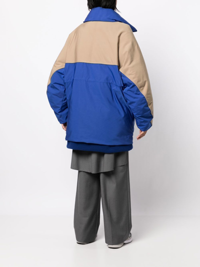 Goen J Zip-up Padded Coat In Blue
