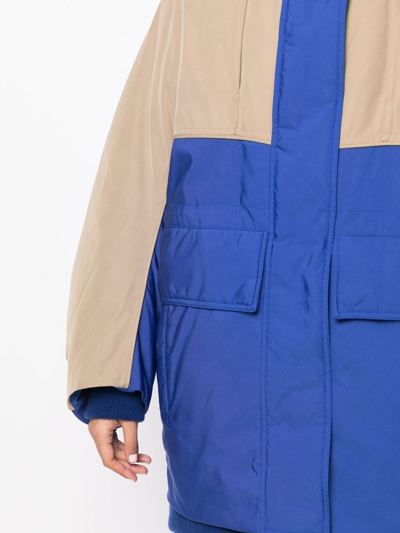 Goen J Zip-up Padded Coat In Blue