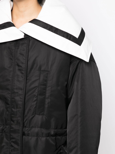 Shop Goen J Sailor-collar Padded Coat In Black
