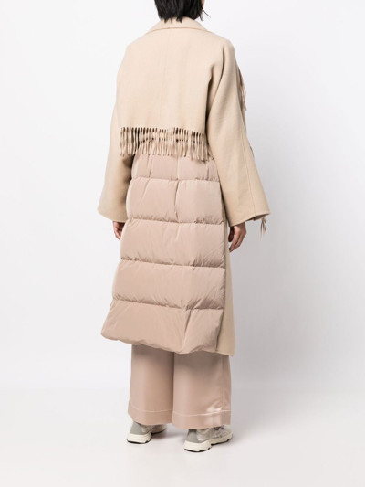 Shop Goen J Double-faced Fringed Coat In Brown