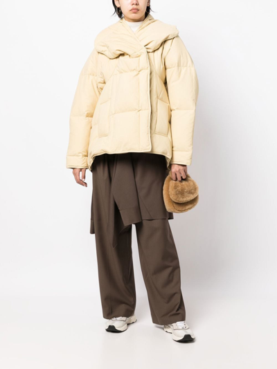Goen J Oversize Padded Jacket In Neutrals