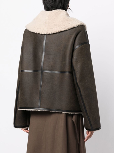 Goen J Shearling-lined Aviator Leather Jacket In Brown