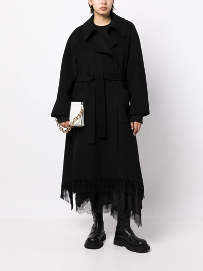 Shop Goen J Double-faced Fringed Coat In Black