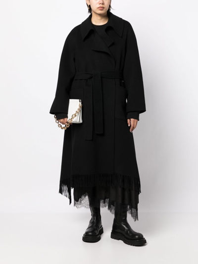 Goen J Double-faced Fringed Coat In Black