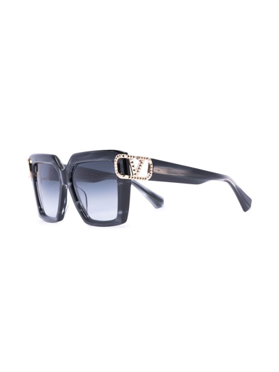 Shop Valentino Vlogo Signature Square-frame Sunglasses In Black