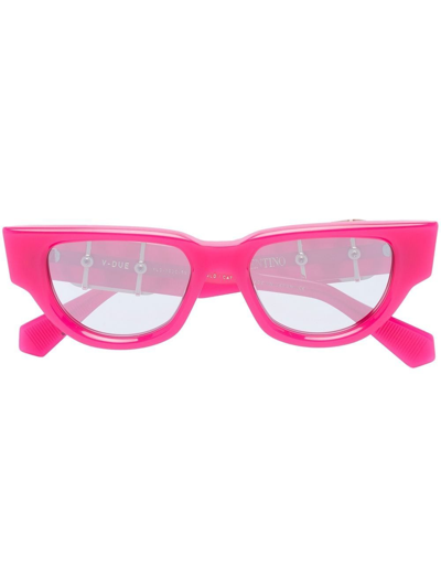 Shop Valentino Vlogo Signature Cat-eye Glasses In Pink