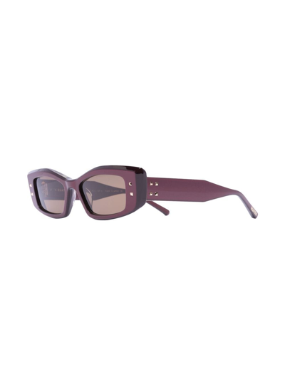 Shop Valentino Rectangular-frame Sunglasses In Red