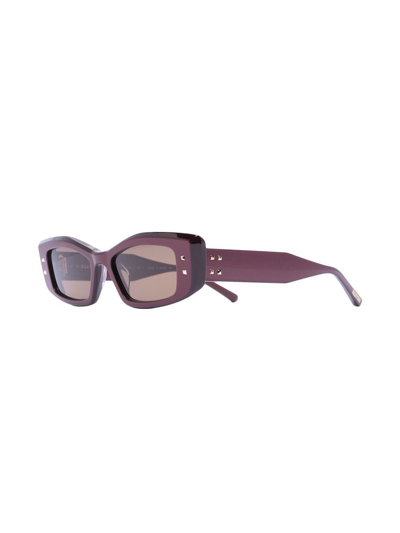 Valentino Rectangular-frame Sunglasses In Red