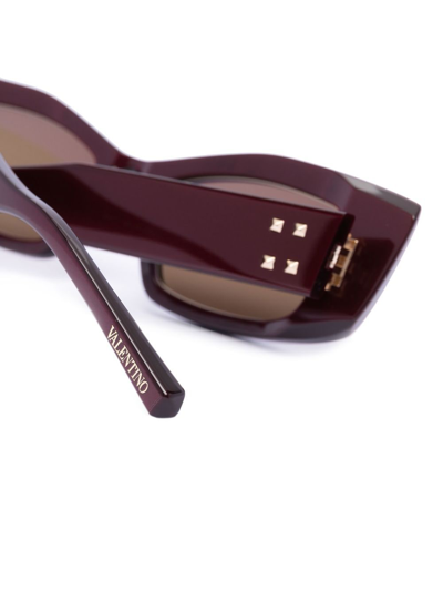 Valentino Rectangular-frame Sunglasses In Red
