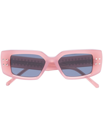 Shop Valentino Rectangular-frame Sunglasses In Pink