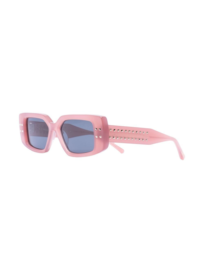 Valentino Rectangular-frame Sunglasses In Pink