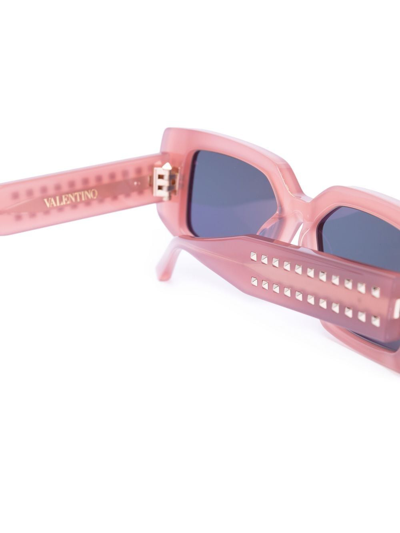 Shop Valentino Rectangular-frame Sunglasses In Pink