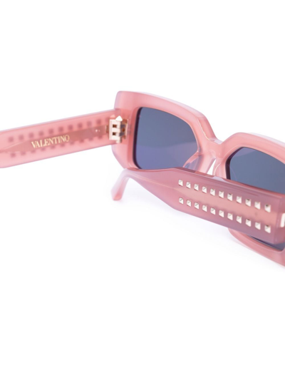 Valentino Rectangular-frame Sunglasses In Pink