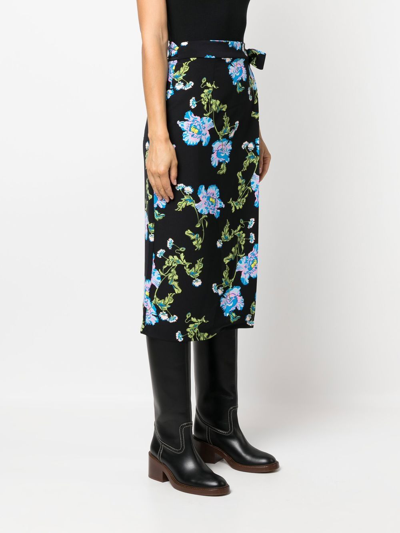 Shop Diane Von Furstenberg Floral-print Midi Skirt In Black