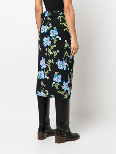 Shop Diane Von Furstenberg Floral-print Midi Skirt In Black