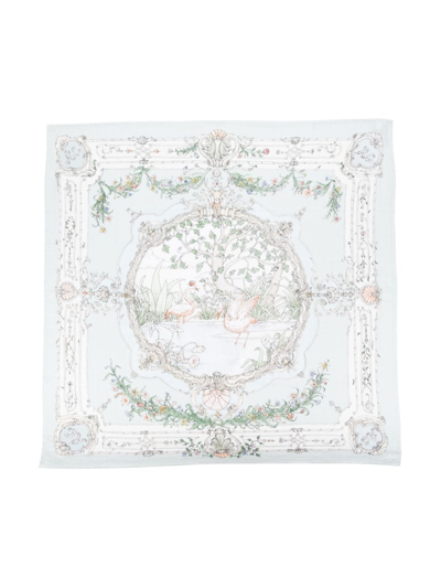 Atelier Choux Tapestry Organic Cotton Blanket In Green