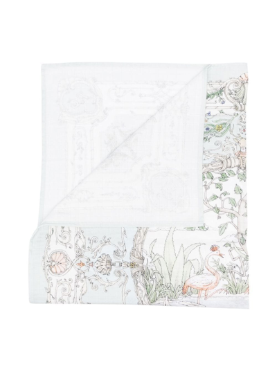 Atelier Choux Tapestry Organic Cotton Blanket In Green